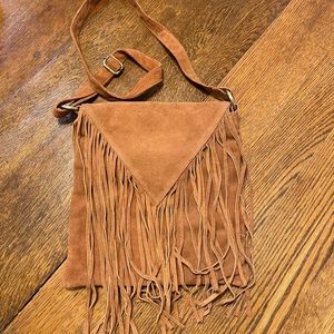 EARTHBOUND Suede Fringe Crossbody Bag